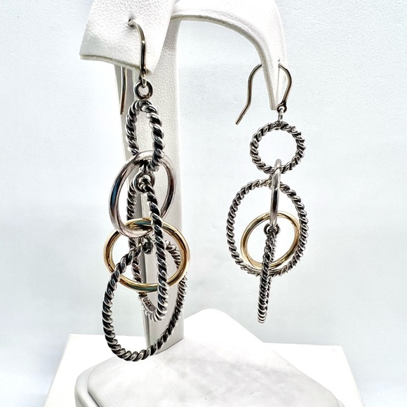 David Yurman Mobile Chain Dangle Earrings With Gold - Picture 5 of 6